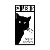 Ex Libris Peeping Black Cat Rubberstempel (Afrduk)