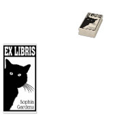 Ex Libris Peeping Black Cat Rubberstempel (Gestempeld)