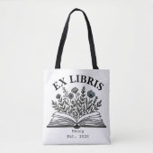 Ex Libris Personalized Book Lover Wildflower Aesth Tote Bag (Voorkant)