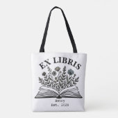 Ex Libris Personalized Book Lover Wildflower Aesth Tote Bag (Achterkant)
