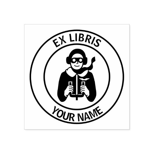 Ex libris pilot boekplaat rubberstempel (Afrduk)