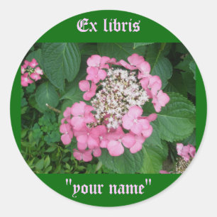 Ex Libris Pink Hydrangea Stickers om aan te passen