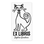 Ex Libris - Retro Cat Etiket (Voorkant)