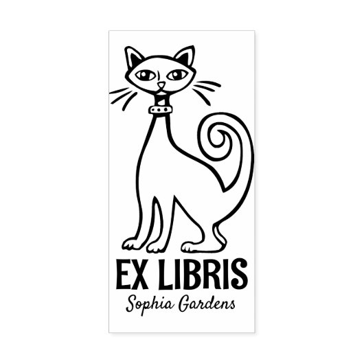 Ex Libris - Retro Cat Rubberstempel (Afrduk)