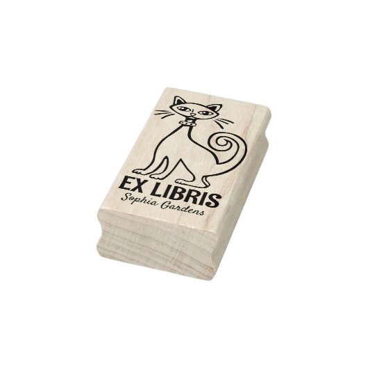 Ex Libris - Retro Cat Rubberstempel (Stempel)