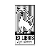Ex Libris - Retro Cat v2 Rubberstempel (Afrduk)