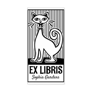 Ex Libris - Retro Cat v2 Rubberstempel