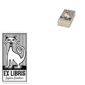 Ex Libris - Retro Cat v2 Rubberstempel (Gestempeld)