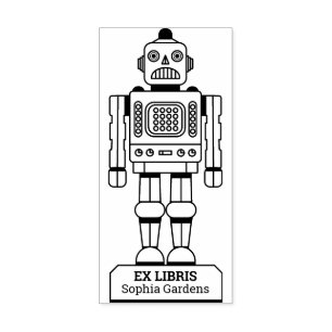 Ex Libris - Robot Librarian Rubberstempel