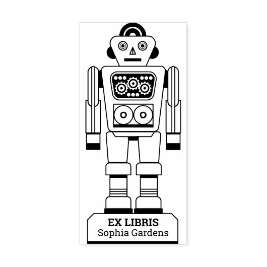 Ex Libris - Robot Librarian v2 Rubberstempel (Afrduk)