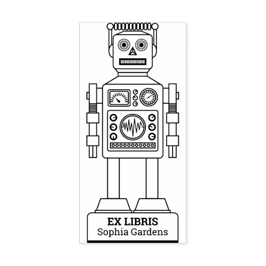 Ex Libris - Robot Librarian v3 Rubberstempel (Afrduk)