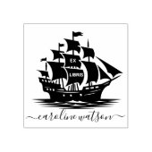 Ex libris rubber stempel schip (Afrduk)
