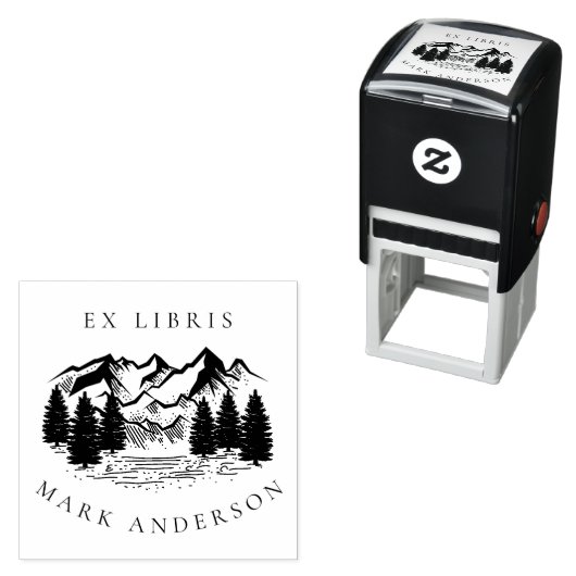 Ex Libris Rustic Handgetrokken - Aangepaste naam v Zelfinktende Stempel (In situ)