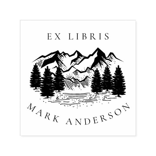 Ex Libris Rustic Handgetrokken - Aangepaste naam v Zelfinktende Stempel (Design)