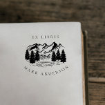 Ex Libris Rustic Handgetrokken - Aangepaste naam v Zelfinktende Stempel<br><div class="desc">Ex Libris Rustic Handgetrokken Mountain - Aangepaste naam Zelfinkerend Stamp. Met serif typografie met een handgetekend berglandschap in het midden.</div>