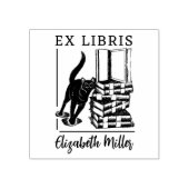 Ex libris, schattig kattenboek rubberstempel (Afrduk)