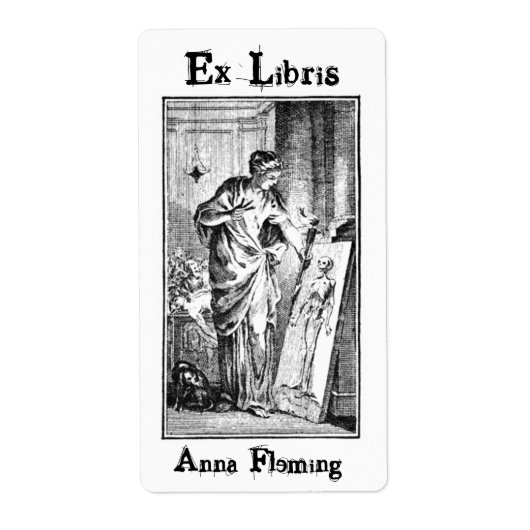 Ex libris schilderij dame etiket (Voorkant)
