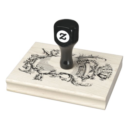 Ex Libris Scroll Vintage Lijn Kunst Rubberstempel (Stempel)