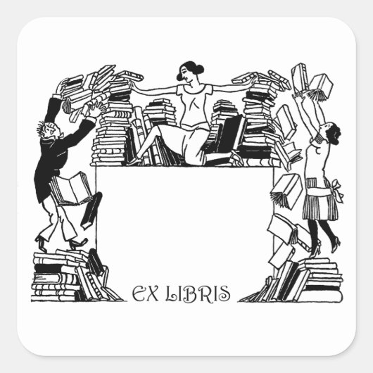Ex Libris Stacking Books Bookplate Sticker (Voorkant)