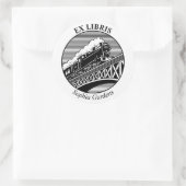 Ex Libris - Stoomtrein op een brug Ronde Sticker (Tas)
