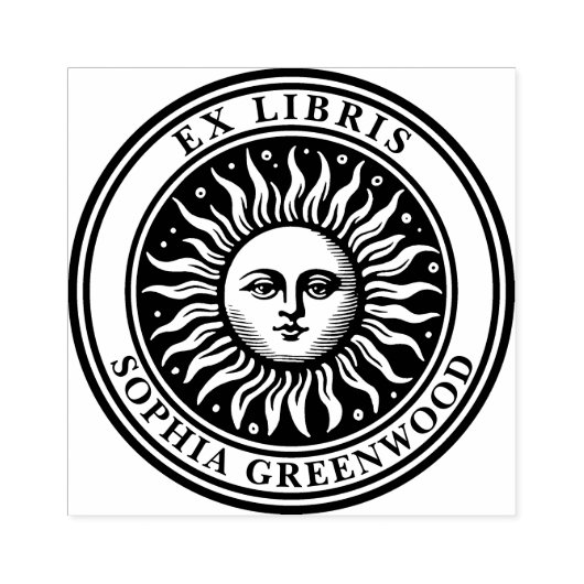 Ex Libris - Sun Face 2 Rubberstempel (Afrduk)