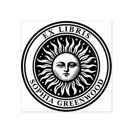 Ex Libris - Sun Face 2 Rubberstempel (Afrduk)