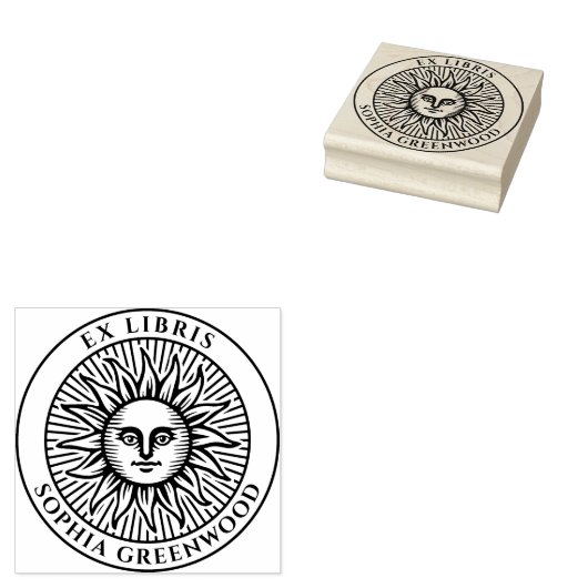 Ex Libris - Sun Face 3 Rubberstempel (Gestempeld)