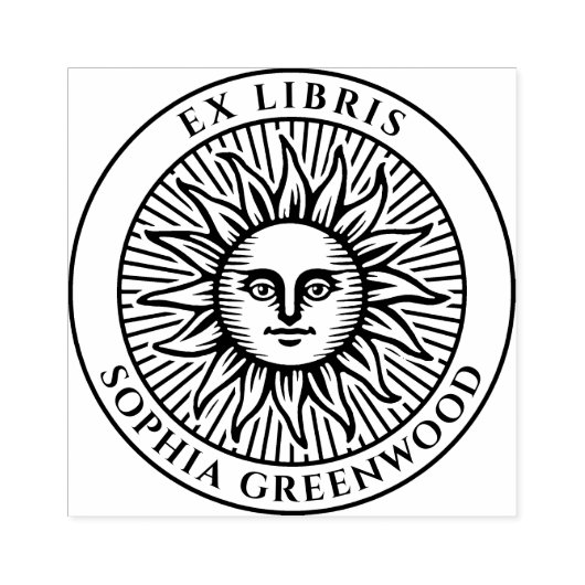 Ex Libris - Sun Face 3 Rubberstempel (Afrduk)