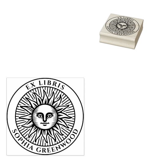 Ex Libris - Sun Face 3 Rubberstempel (Gestempeld)