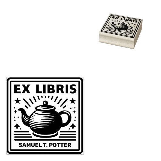 Ex Libris - Tea Party Rubberstempel (Gestempeld)
