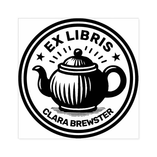 Ex Libris - Theepot Rubberstempel (Afrduk)