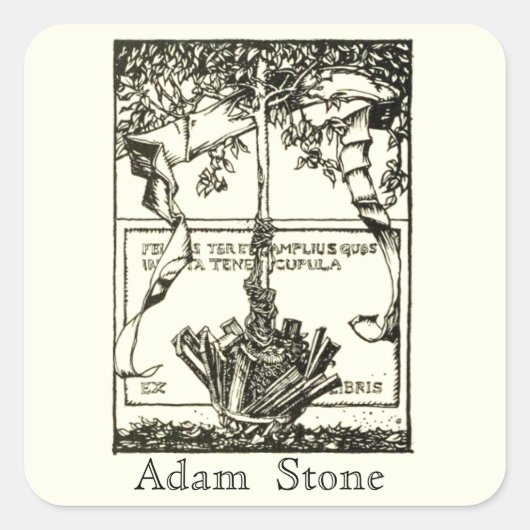 Ex Libris Tree met lint Sticker (Voorkant)