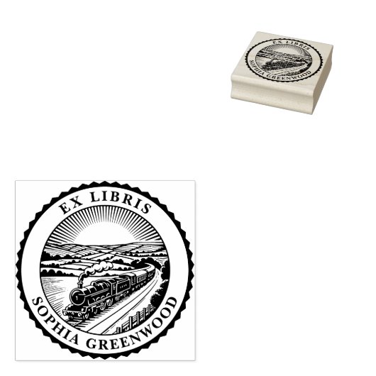 Ex Libris - Trein op het platteland Rubberstempel (Gestempeld)
