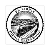 Ex Libris - Trein op het platteland Rubberstempel (Afrduk)