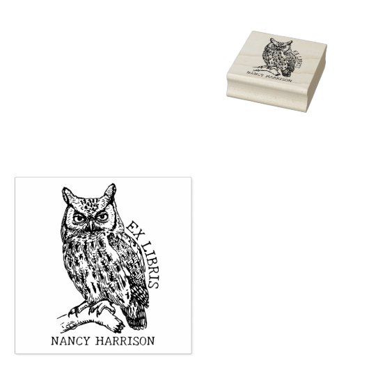 Ex Libris Uil, Aangepaste Bibliotheek Boekplaat Rubberstempel (Gestempeld)