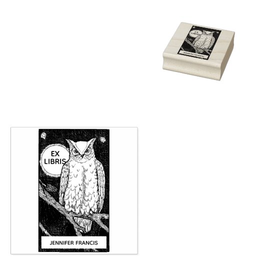  Ex Libris Uil, Aangepaste Bibliotheek Boekplaat Rubberstempel (Gestempeld)