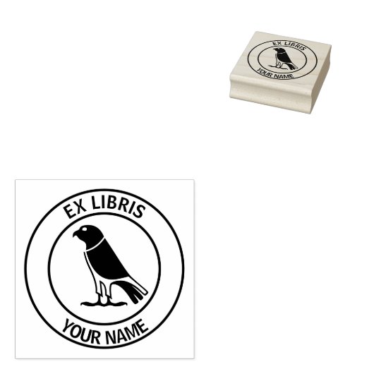 Ex libris valk boekenplaat rubberstempel (Gestempeld)