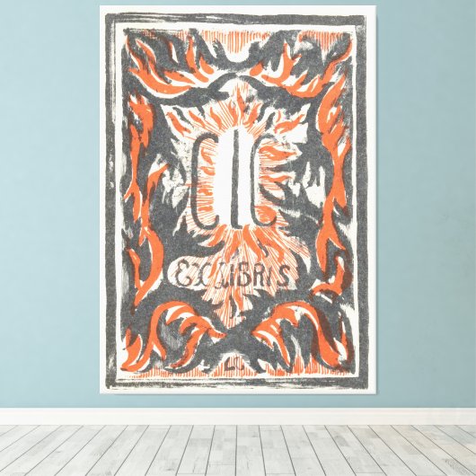 Ex libris van Carel Lion Cachet Canvas Afdruk (Insitu (Houten vloer))