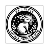 Ex Libris - Verlicht konijn Rubberstempel (Afrduk)