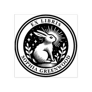 Ex Libris - Verlicht konijn Rubberstempel