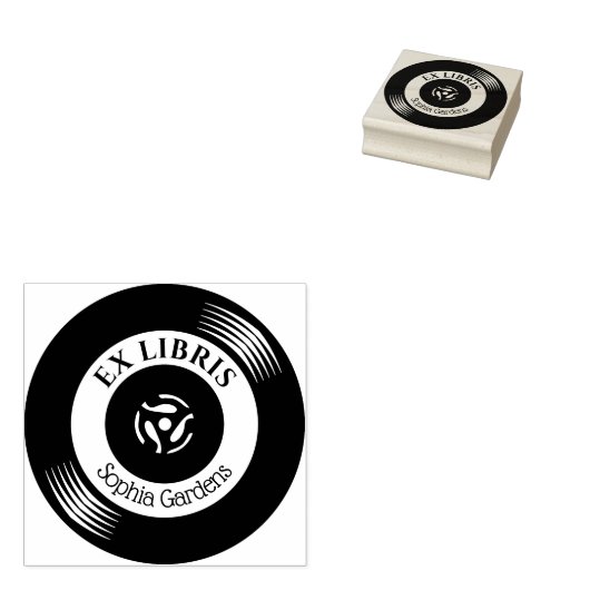 Ex libris vinyl record rubberstempel (Gestempeld)
