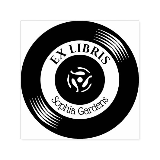 Ex libris vinyl record zelfinktende stempel (Design)
