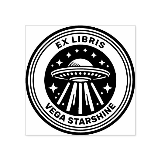 Ex Libris - Vliegende schotel Rubberstempel (Afrduk)