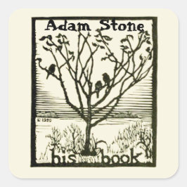 Ex Libris Vogels in Boom Vierkante Sticker