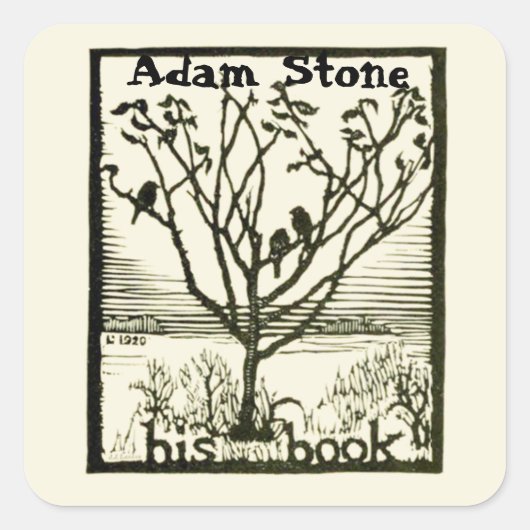 Ex Libris Vogels in Boom Vierkante Sticker (Voorkant)