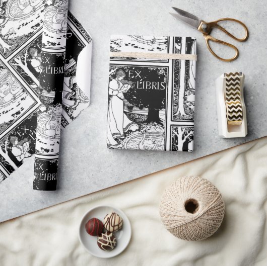 Ex Libris vrouw lezend Cadeaupapier (Crafts)