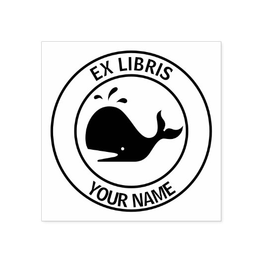 Ex libris walvis boekenplaat rubberstempel (Afrduk)