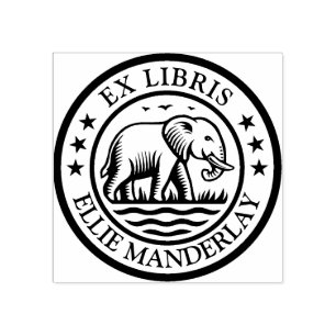 Ex Libris - Wandelende olifant Rubberstempel