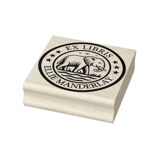 Ex Libris - Wandelende olifant Rubberstempel (Stempel)