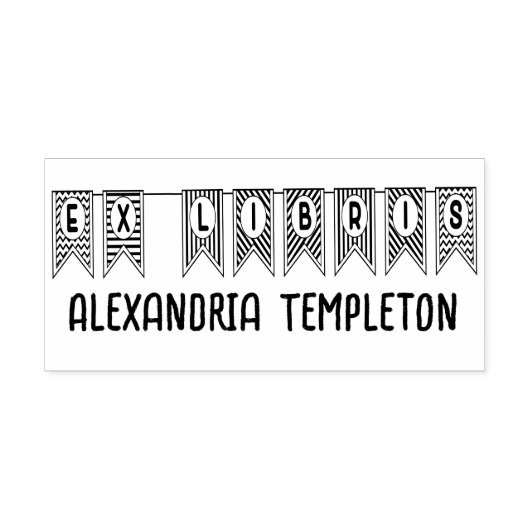 Ex Libris Wimpel Vlag Bibliotheek Boek Naam Zelfinktende Stempel (Design)